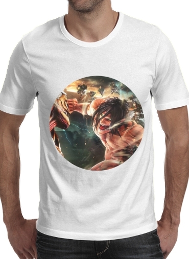  Attack on titan - Shingeki no Kyojin para Manga curta T-shirt homem em torno do pescoço