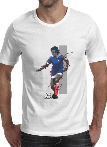  Football Legends: Michel Platini - France para Manga curta T-shirt homem em torno do pescoço