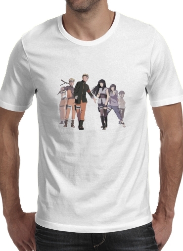  Naruto x Hinata para Manga curta T-shirt homem em torno do pescoço